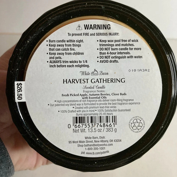 BATH & BODY WORKS Three-Wick Candle Harvest Gathering! NWT! - Picture 2 of 2